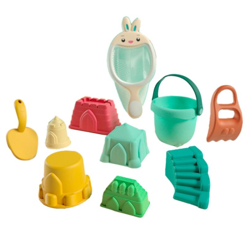 Пляжные игрушки для малышей Мягкие формочки для грузовиков с сетчатым мешком Песок и летняя игра с водой Ведро для игр с песочницей Инструмент для формочек